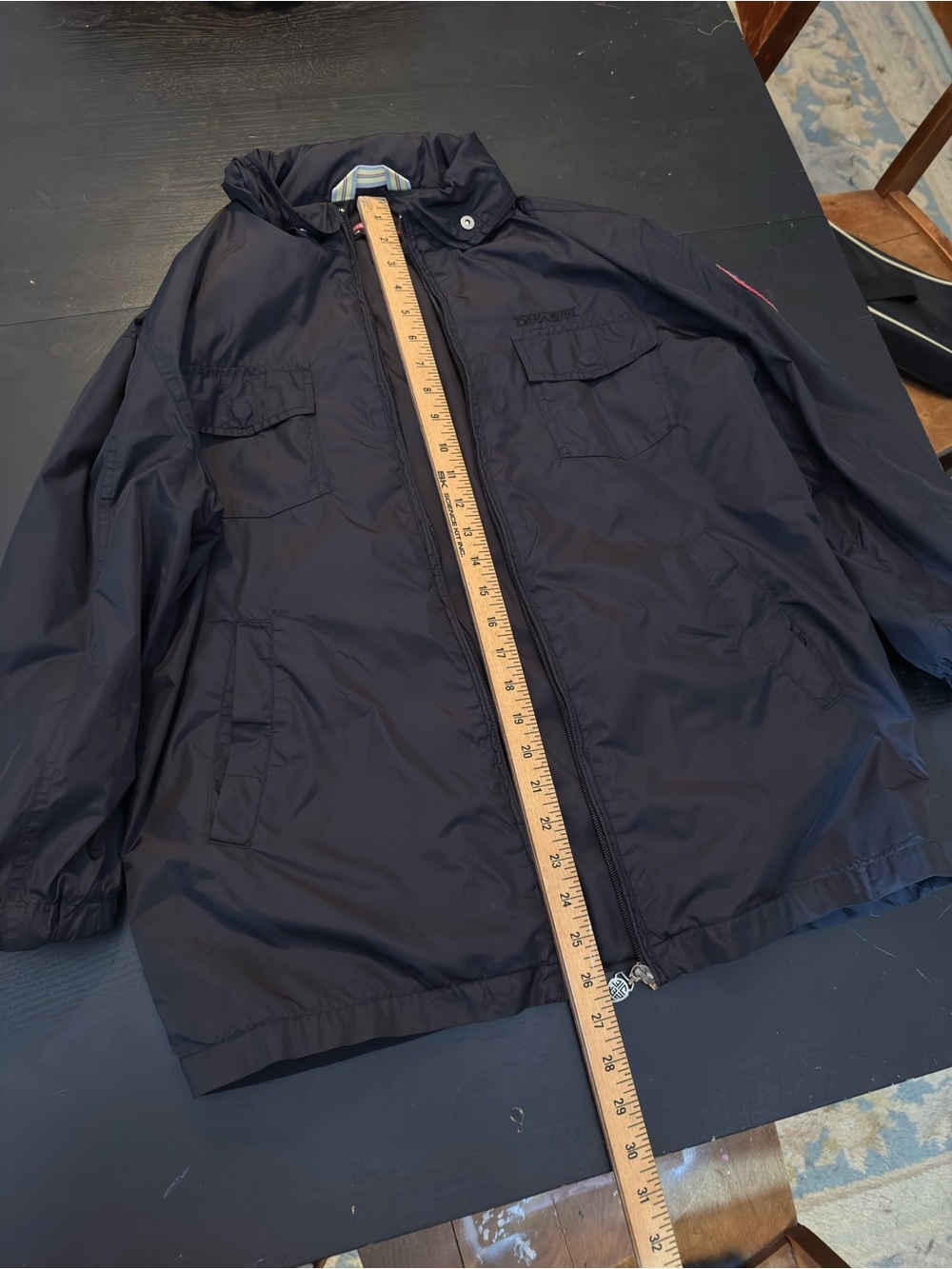 Diesel Men's Black Windbreaker Jacket with Sleeve Patch
